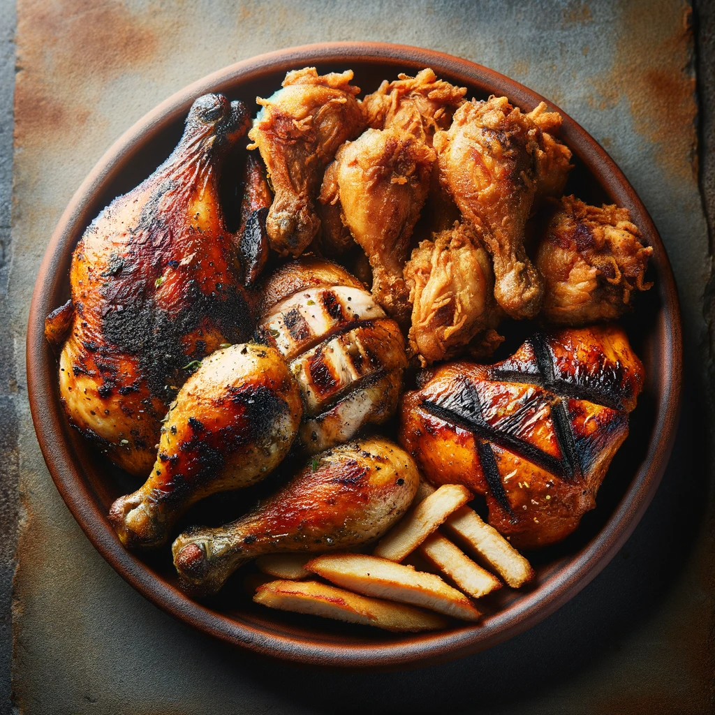 grilled and fried cchicken